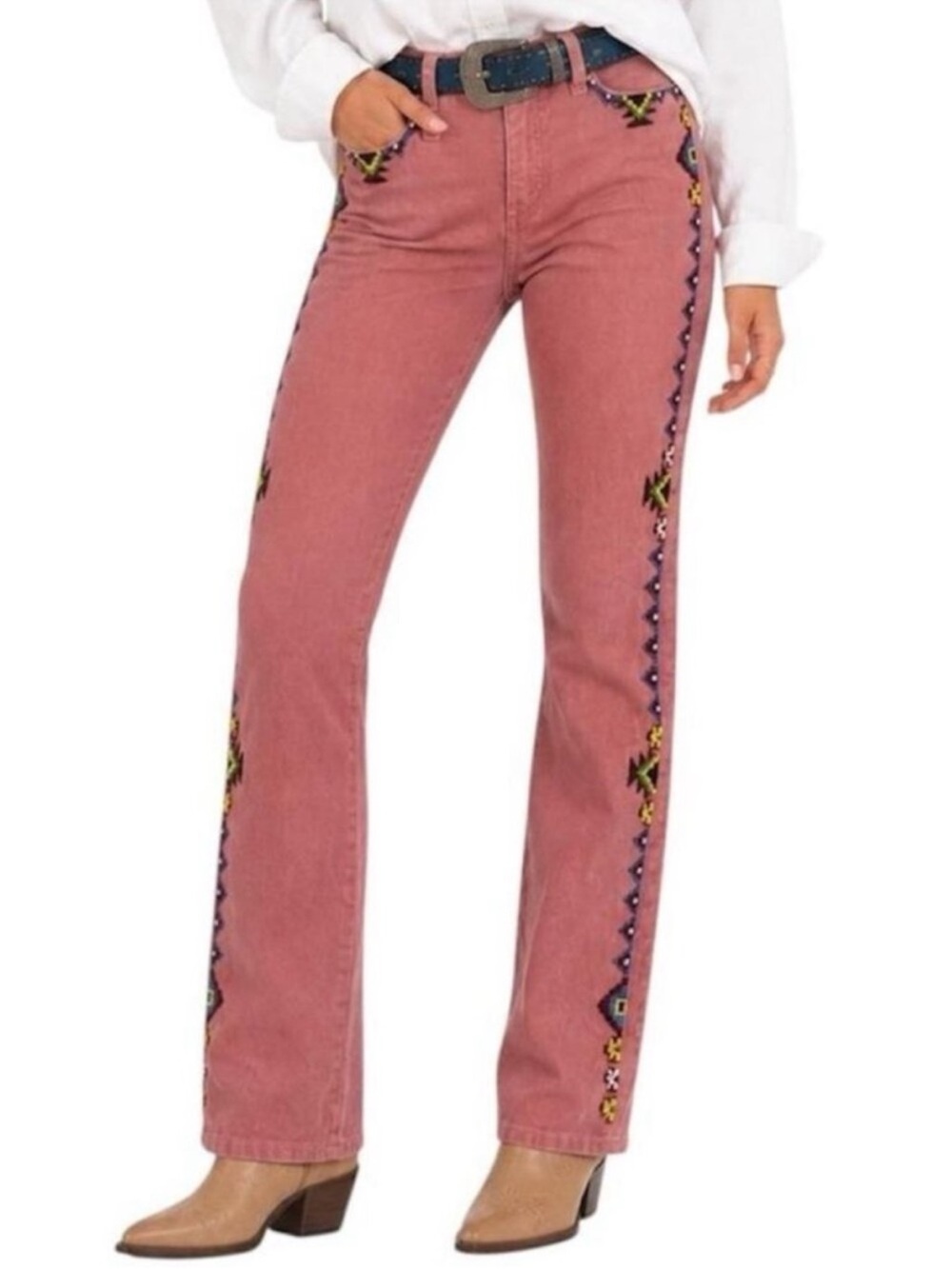 Rare Ralph Lauren Blue Label Beaded Corduroy Pants Western Embellished Vintage